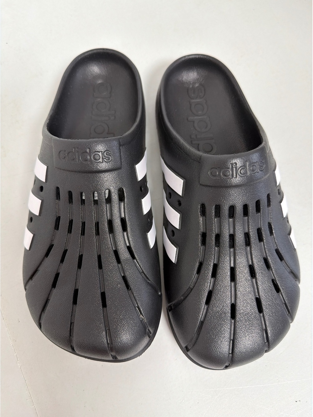 Adidas Black and White Slip-On Clogs 0020